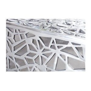 Table basse METRIX carrée 60 cm – Table basse design en aluminium argenté à motifs géométriques