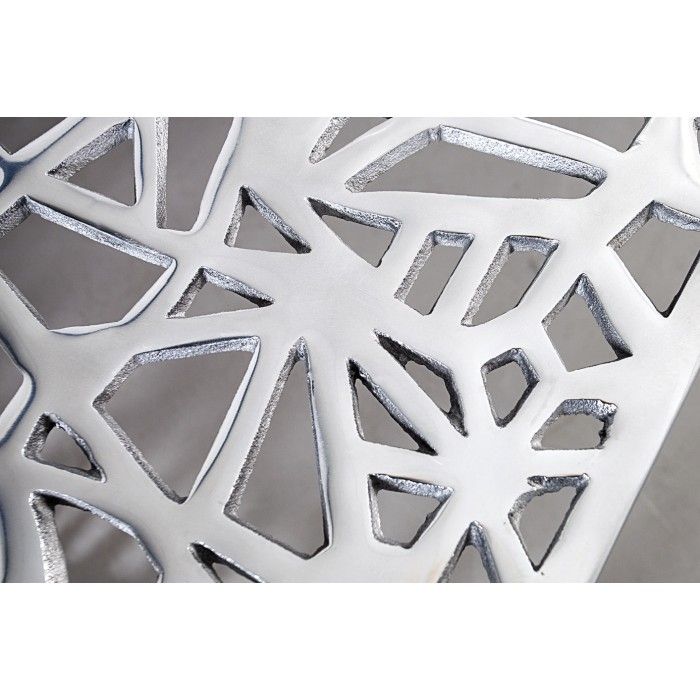 Couchtisch METRIX quadratisch 60 cm – Design-Couchtisch aus silbernem Aluminium mit geometrischen Mustern