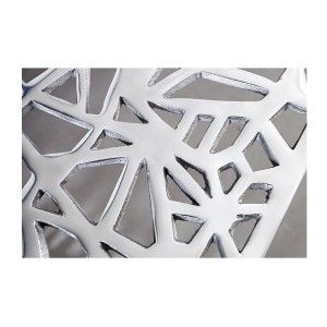 Table basse METRIX carrée 60 cm – Table basse design en aluminium argenté à motifs géométriques