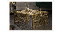Table basse METRIX carrée 60 cm – Table basse design en aluminium doré à motifs géométriques