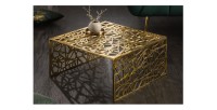 Table basse METRIX carrée 60 cm – Table basse design en aluminium doré à motifs géométriques