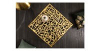 Table basse METRIX carrée 60 cm – Table basse design en aluminium doré à motifs géométriques