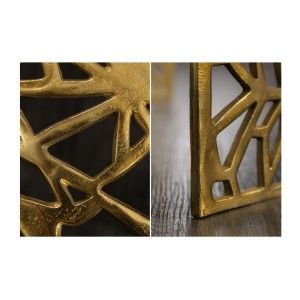 Table basse METRIX carrée 60 cm – Table basse design en aluminium doré à motifs géométriques