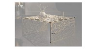 Table basse METRIX carrée 60 cm – Table basse design en aluminium doré à motifs géométriques