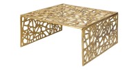 Table basse METRIX carrée 60 cm – Table basse design en aluminium doré à motifs géométriques