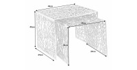 Dimensions des tables basses gigognes carrés argentés METRIX