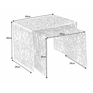 Dimensions des tables basses gigognes carrés argentés METRIX