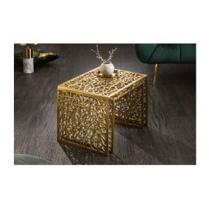 Tables basses gigognes carrés dorées METRIX 60cm empilées