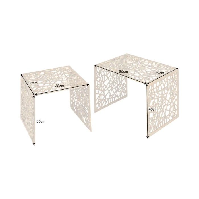 Niedrige Beistelltische METRIX in Gold – Design-Beistelltische aus Aluminium mit geometrischen Mustern