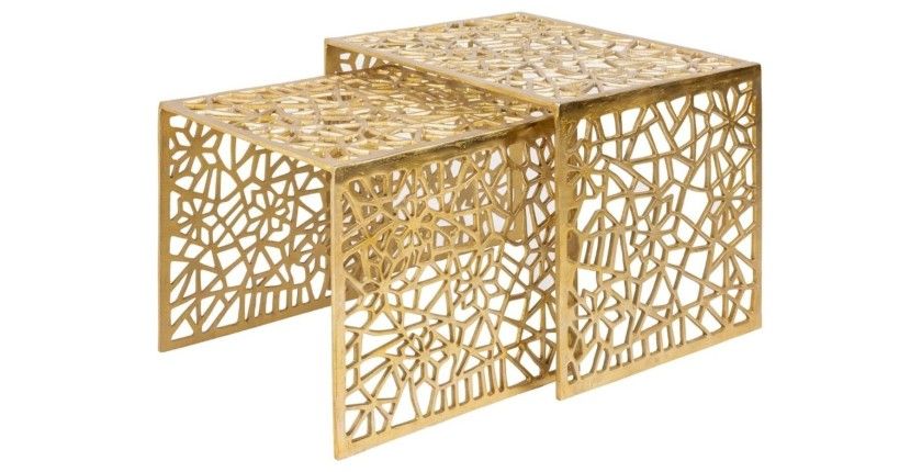Tables basses gigognes carrés dorées METRIX 60cm