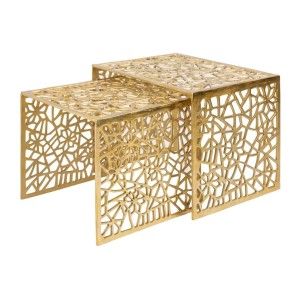 Tables basses gigognes carrés dorées METRIX 60cm
