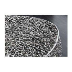 Table basse design METRIX 122x69 cm – Aluminium argenté à motifs arrondis