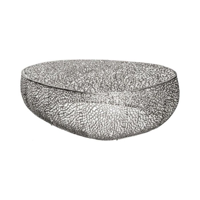 Table basse asymétrique 122x69cm METRIX argenté