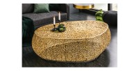 Table basse design METRIX 122x69 cm – Aluminium doré à motifs arrondis
