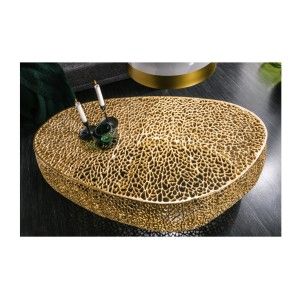 Table basse design METRIX 122x69 cm – Aluminium doré à motifs arrondis