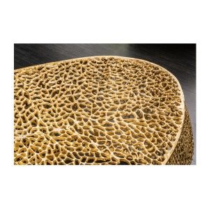 Table basse design METRIX 122x69 cm – Aluminium doré à motifs arrondis