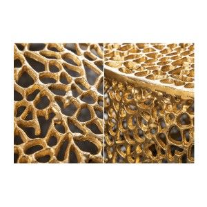 Table basse design METRIX 122x69 cm – Aluminium doré à motifs arrondis