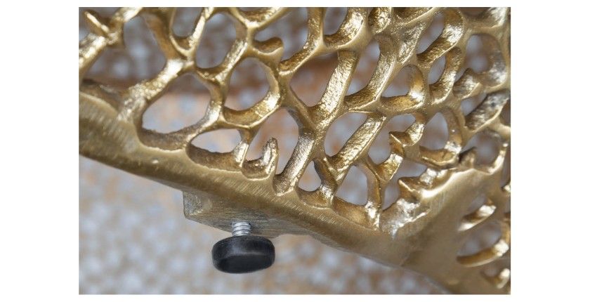 Table basse design METRIX 122x69 cm – Aluminium doré à motifs arrondis