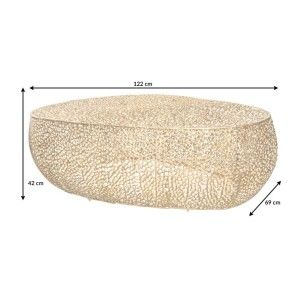 Table basse design METRIX 122x69 cm – Aluminium doré à motifs arrondis