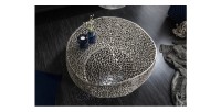 Table basse METRIX ronde argentée 80 cm – Table basse design en aluminium ajouré