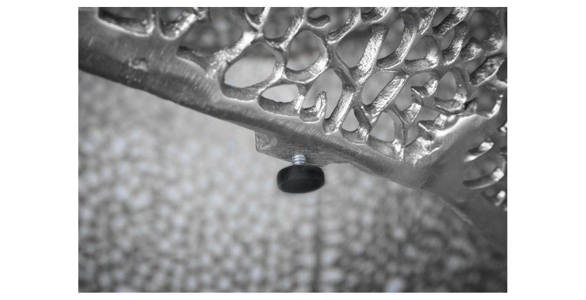 Table basse METRIX ronde argentée 80 cm – Table basse design en aluminium ajouré