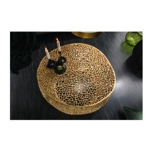 Table basse METRIX ronde dorée 80 cm – Table basse design en aluminium ajouré