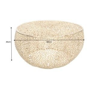 Table basse METRIX ronde dorée 80 cm – Table basse design en aluminium ajouré
