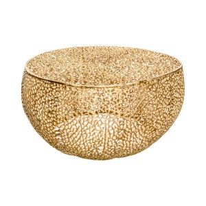 Table basse METRIX ronde dorée 80 cm – Table basse design en aluminium ajouré