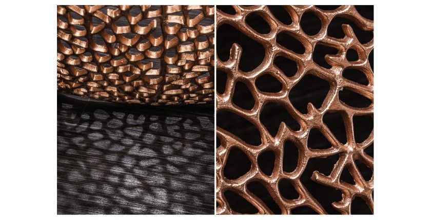 Table basse METRIX ronde bronze 80 cm – Table basse design en aluminium ajouré sans pieds