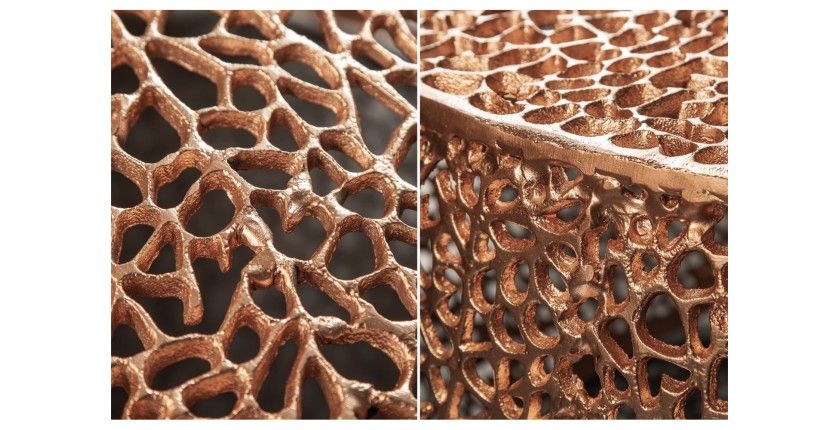 Table basse METRIX ronde bronze 80 cm – Table basse design en aluminium ajouré sans pieds