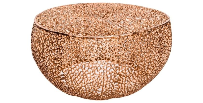 Table basse METRIX ronde bronze 80 cm – Table basse design en aluminium ajouré sans pieds