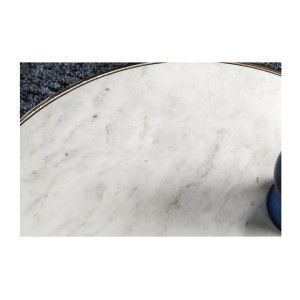 Lot de 2 tables basses METRIX argentées avec plateau en marbre – Tables basses design motif feuillage