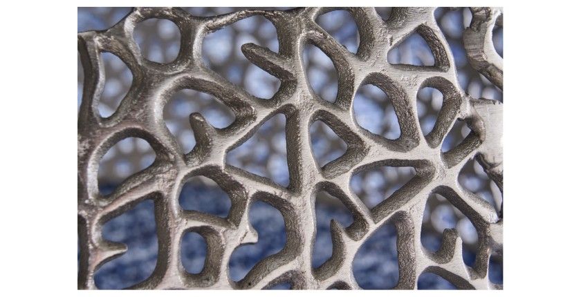 Lot de 2 tables basses METRIX argentées avec petit motif arrondi – Tables basses design en aluminium mat