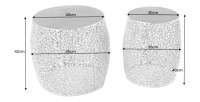 Lot de 2 tables basses METRIX argentées avec petit motif arrondi – Tables basses design en aluminium mat
