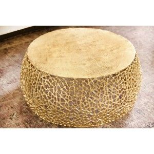 Table basse ronde 75cm dorée METRIX mise en situation