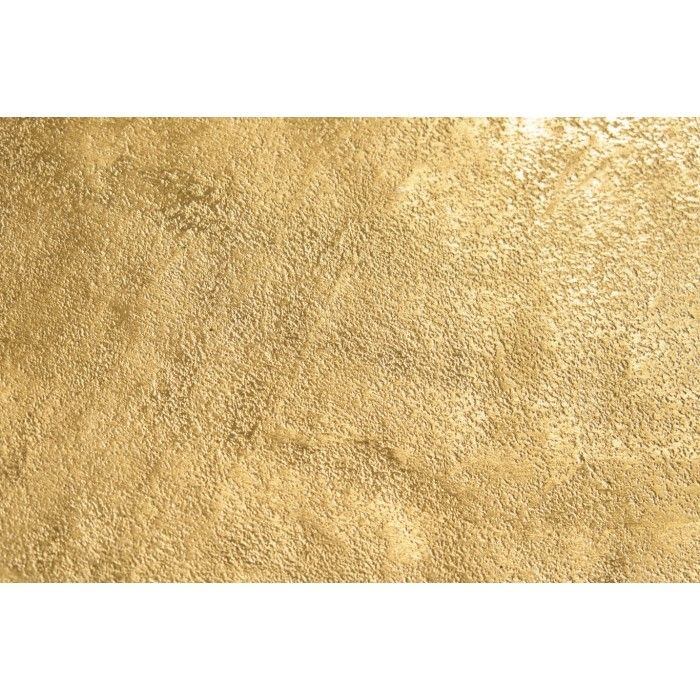 Couchtisch METRIX rund 73 cm goldfarben mit geometrischem Muster – Design-Couchtisch aus Aluminium mit Holzoptik-Platte