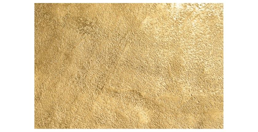 Table basse METRIX ronde 73 cm dorée avec motif géométrique – Table basse design en aluminium et plateau aspect bois