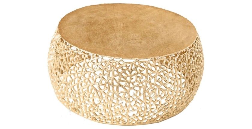 Table basse ronde 75cm dorée METRIX