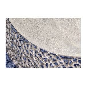 Table basse METRIX ronde 73 cm argentée avec motif géométrique – Table basse design en aluminium et plateau blanc mat