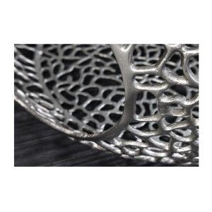 Table basse METRIX ronde 74 cm argentée avec plateau en verre trempé noir – Table basse design avec niches