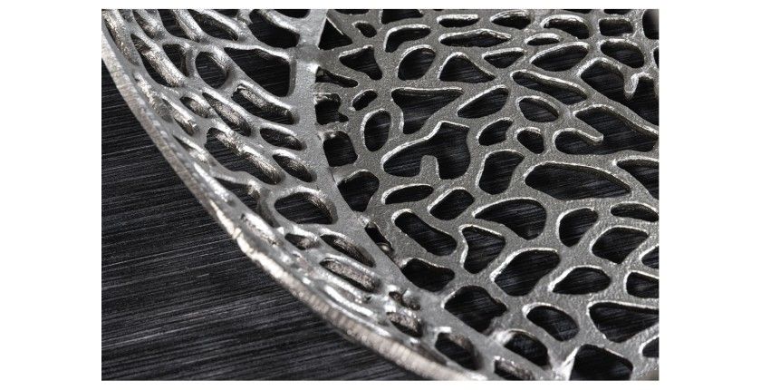 Table basse METRIX ronde 74 cm argentée avec plateau en verre trempé noir – Table basse design avec niches