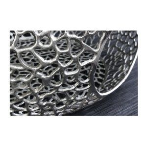 Table basse METRIX ronde 74 cm argentée avec plateau en verre trempé noir – Table basse design avec niches