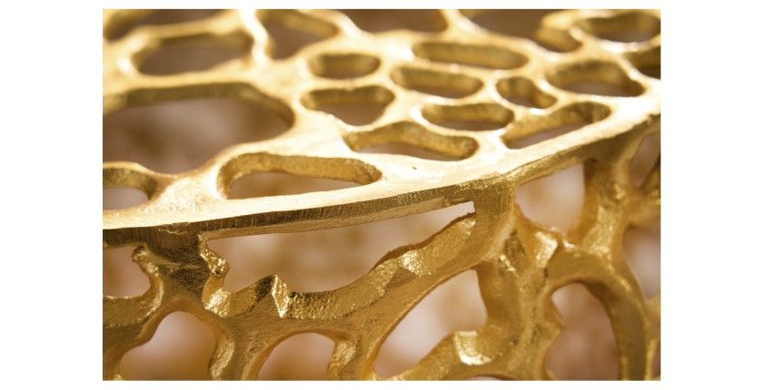 Table basse METRIX dorée 53 cm avec motif organique géométrique – Table basse design en aluminium