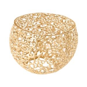 Table basse ronde 53cm dorée avec motif corail ajouré METRIX