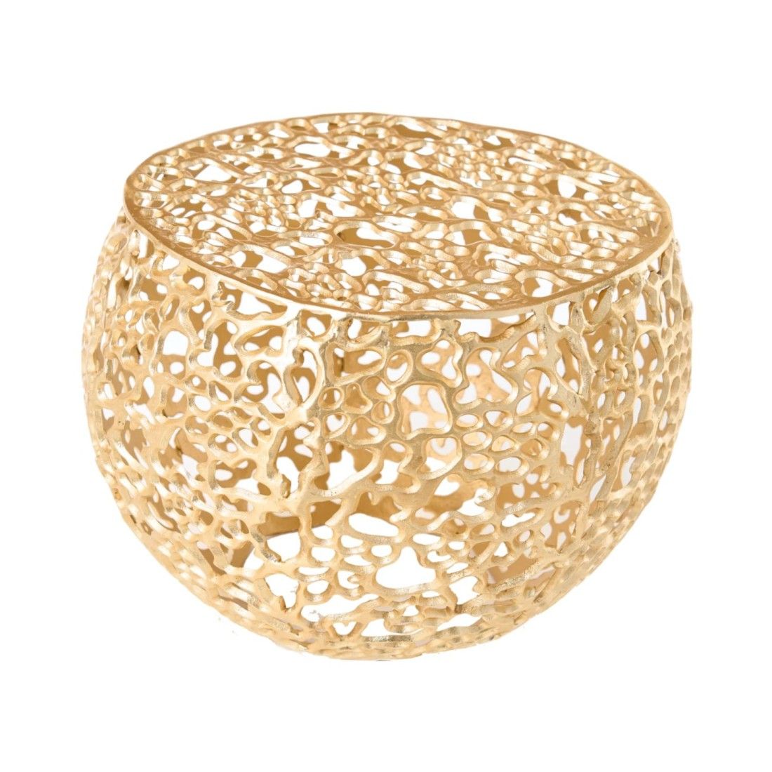 Table basse METRIX dorée 53 cm avec motif organique géométrique – Table basse design en aluminium