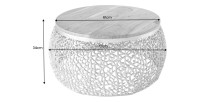 Table basse METRIX ronde 72 cm dorée avec plateau en bois d’acacia – Table basse design en aluminium et bois massif