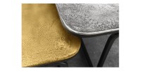 Lot de 2 tables basses gigognes METRIX carrées dorée et argentée – Tables basses design empilables en métal