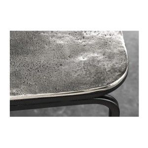 Lot de 2 tables basses gigognes METRIX carrées dorée et argentée – Tables basses design empilables en métal