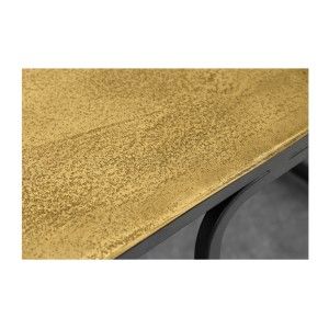 Lot de 2 tables basses gigognes METRIX carrées dorée et argentée – Tables basses design empilables en métal