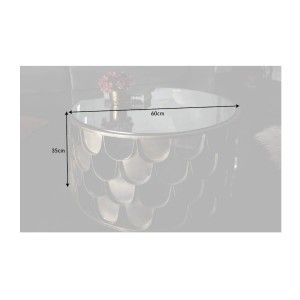 Table basse METRIX ronde 60 cm bronze avec structure effet écaille – Table basse design en métal et verre trempé